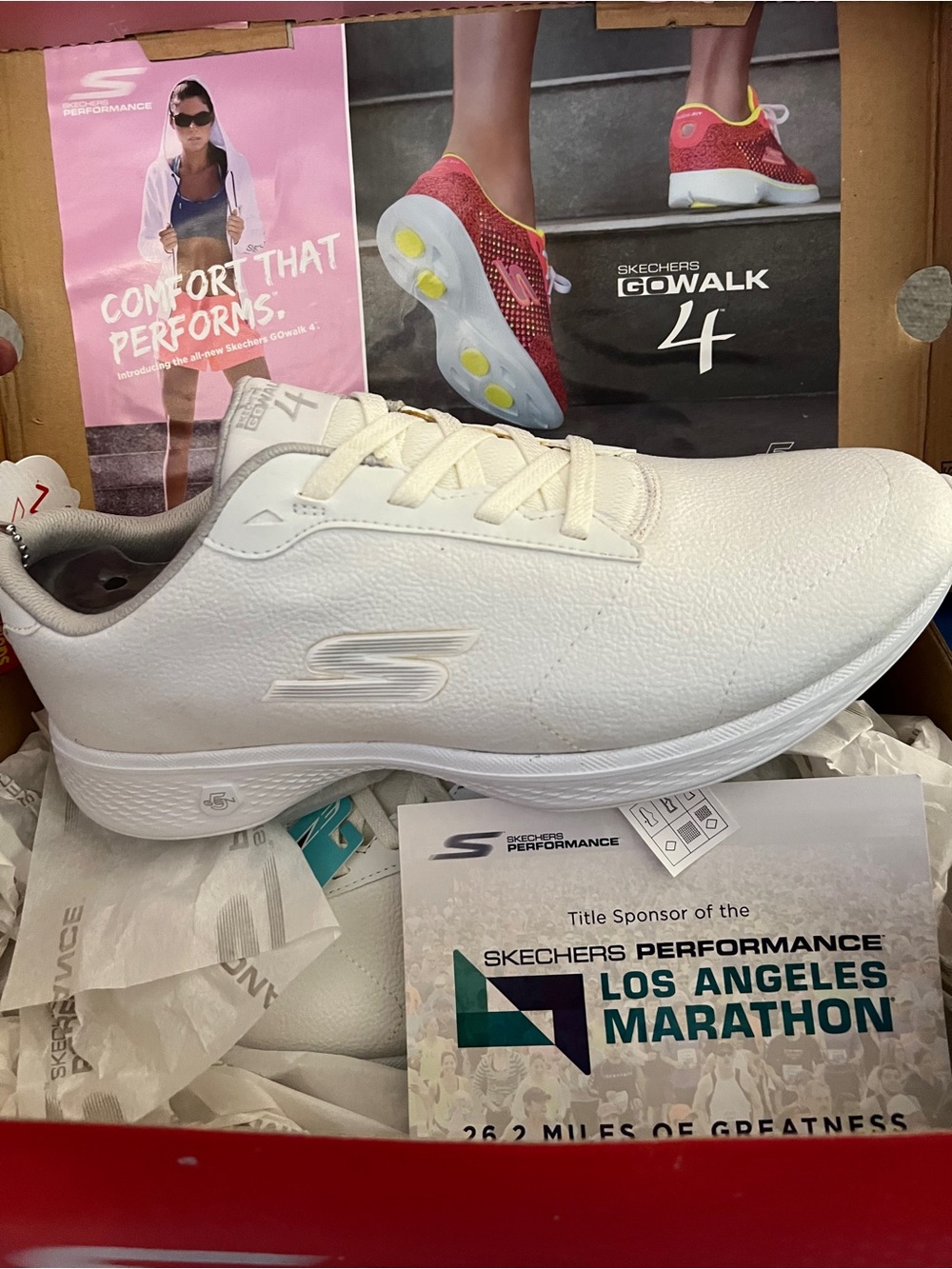 Skechers White GoWalk 4 Shoe Box